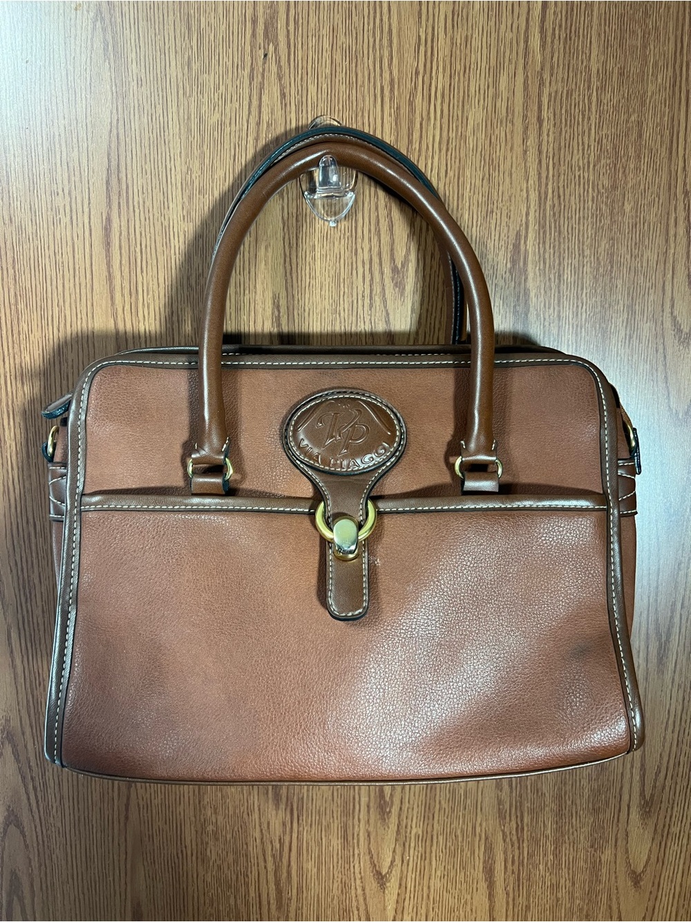 Via Piaggi Women’s Brown Satchel Top Handle Handbag Purse Vintage Style